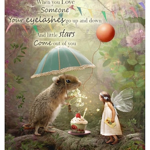 Happy Birthday .. Fairy Print Mounted or unmounted or Canvas on Board -Print by Charlotte Bird - Hand signed