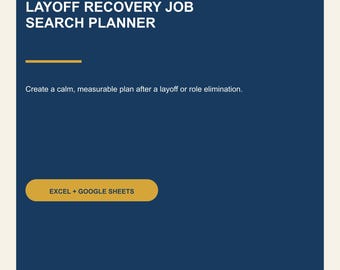 Layoff Recovery Job Search Planner, Transition Networking Tracker (Digital Download)