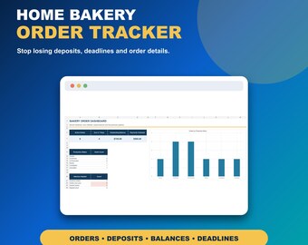 Home Bakery Order Tracker Spreadsheet | Custom Cake Orders, Deposits, Due Dates & Pickup Planner | Excel Google Sheets