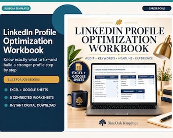 LinkedIn Profile Optimization Workbook | Headline, About, Keyword & Experience Builder | Excel Google Sheets