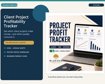 Client Project Profitability Tracker | Excel Google Sheets Job Cost Spreadsheet
