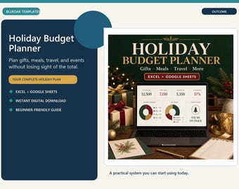 Holiday Budget Planner Spreadsheet | Gifts, Meals, Travel Tracker (Excel, Google Sheets)