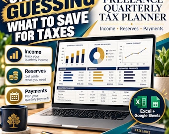 Freelance Quarterly Tax Planner | Irregular Income & Estimated Tax Tracker | Excel Google Sheets