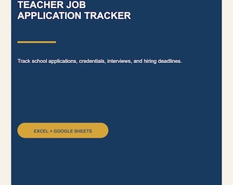 Teacher Job Application Tracker, School District Interview Certification and Deadline Spreadsheet, Excel Google Sheets