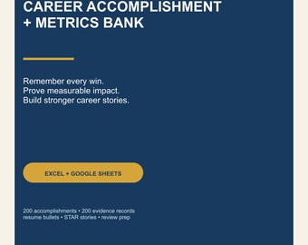 Career Accomplishment Tracker, Resume Builder, STAR Stories (Digital Download)