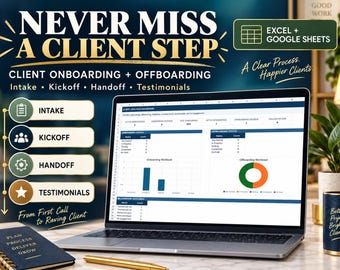 Freelance Client Onboarding Template | Intake, Kickoff, Handoff & Offboarding Tracker | Excel Google Sheets