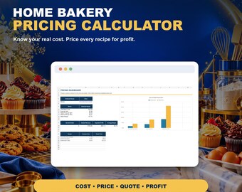 Home Bakery Pricing Calculator Spreadsheet | Recipe Cost, Batch Cost & Profit Tool | Excel Google Sheets