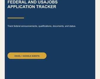 Federal Job Application Tracker, USAJOBS Announcement Qualifications and Interview Spreadsheet, Excel Google Sheets