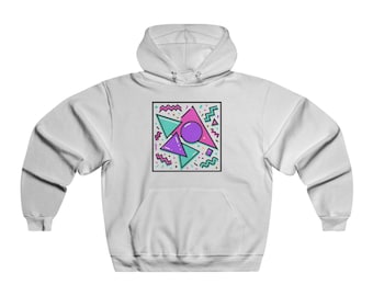 1970 Groovy Bear Retro 90er Jahre Geometrischer Hoodie | Vintage Memphis Grafik Kapuzensweatshirt