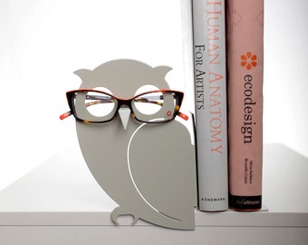 Owl Bookend | Owl Lover Gift | Eye Glasses Stand | Metal Bookend | Gift for Book Lovers | Animal Bookends | Owl Decor | Bookend for Kids