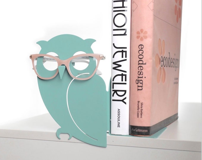 Unique owl bookends with eyelasses stand for kids room