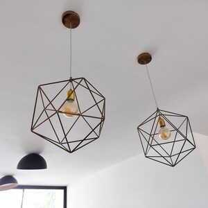 Two Hanging Large Chandeliers, clear wire
