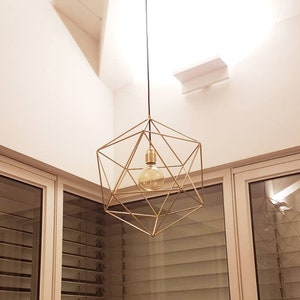 Pendent light fixture for dining room Geometric cage light image 2