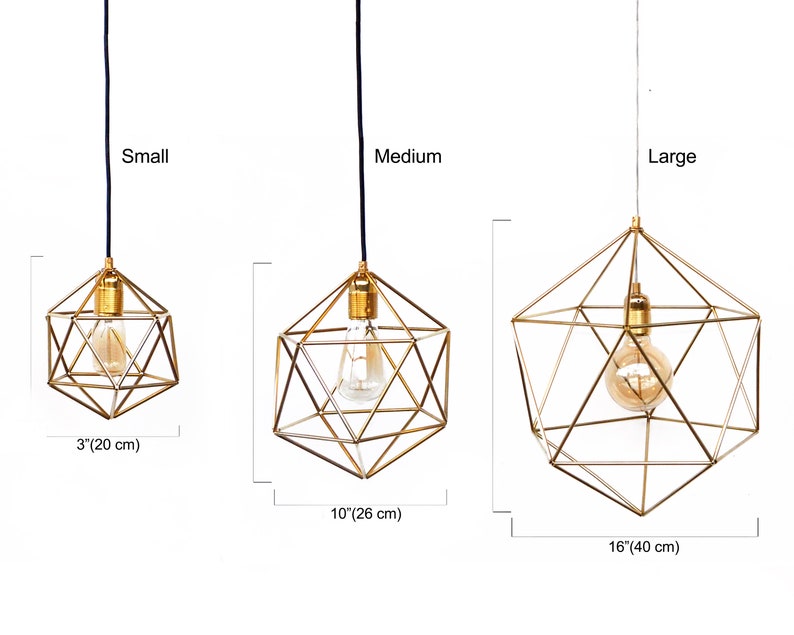 Pendent light fixture for dining room Geometric cage light image 7