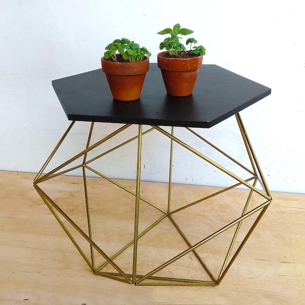 Brass Geometric Side Table