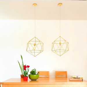Pendent light fixture for dining room Geometric cage light image 4
