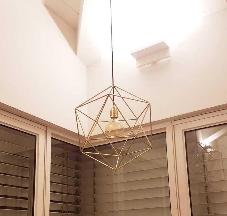 Pendent light fixture for dining room Geometric cage light image 2