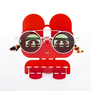 Red modern eyeglasses holder stand wall mount image 1