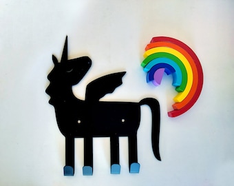Kids Room Wall Hooks Unicorn Hook Rack Kids Black Unicorn Wall