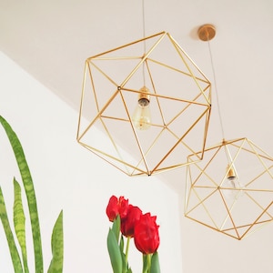 Pendent light fixture for dining room Geometric cage light image 3