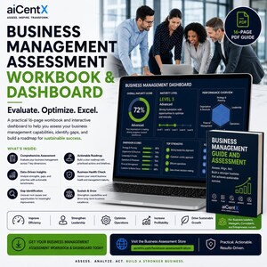 Business Management Guide and Assessment | Workbook + Dashboard | AI Business Plan, Template, Strategic recommendations + AI Business book