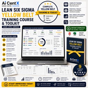 Lean Six Sigma Yellow Belt Training Course and Toolkit | DMAIC, 9 Wastes, 6S and Value Stream Mapping | Editable Slides plus Excel Tools