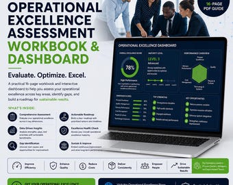 Operational Excellence Guide and Assessment| Workbook + Assessment + Dashboard | Operations Plan Template