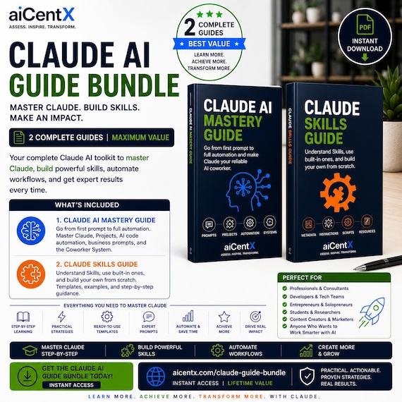 Claude AI Guide Bundle | Master Claude Skills, Prompts, Projects & AI Automation | 2 Books for Beginners to Pro | Artificial Intelligence