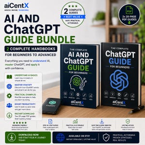 AI and ChatGPT Guide Bundle | 2 Handbooks for Beginners to Advanced | Learn AI, Setup, Features and Workflows | AI Workbook, Guide Template image 1