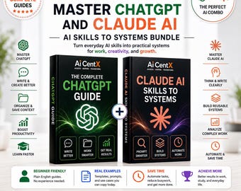 Master ChatGPT and Claude AI | AI Skills to Systems Bundle | 3 Ebooks for Work and Beginners, AI business training, Instant Digital Download
