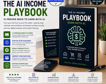 AI Income Playbook | 12 Ways to Earn with Claude and AI | Digital Products & Side Hustle Guide |  Claude AI | ChatGPT | Gemini Ai workbook