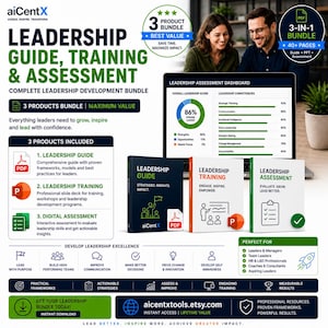 Leadership Guide, Training and Assessment | PDF Guide + PowerPoint Training + Digital Assessment | 3-product bundle | Skilll and Career