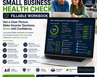 Small Business Health Check Workbook | Fillable PDF Assessment | Business Assessment and Plan