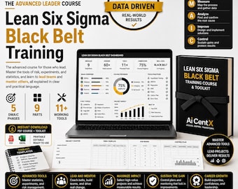 Szkolenie i zestaw narzędzi Lean Six Sigma Black Belt | DOE, FMEA, Gage R i R, testowanie hipotez | Zestaw narzędzi Lean Six Sigma i Excel Project Toolkit