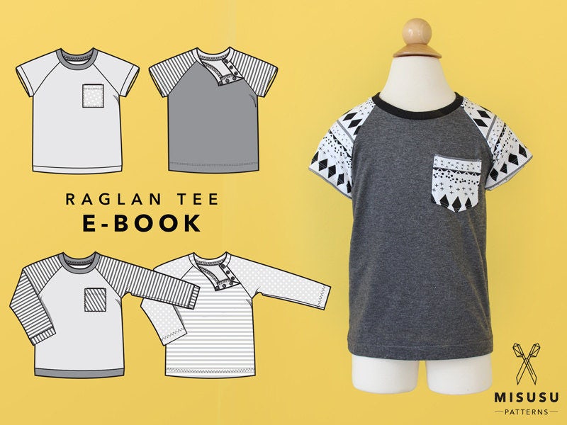 KIDS RAGLAN TEE 12-14 SEW YESTERDAY