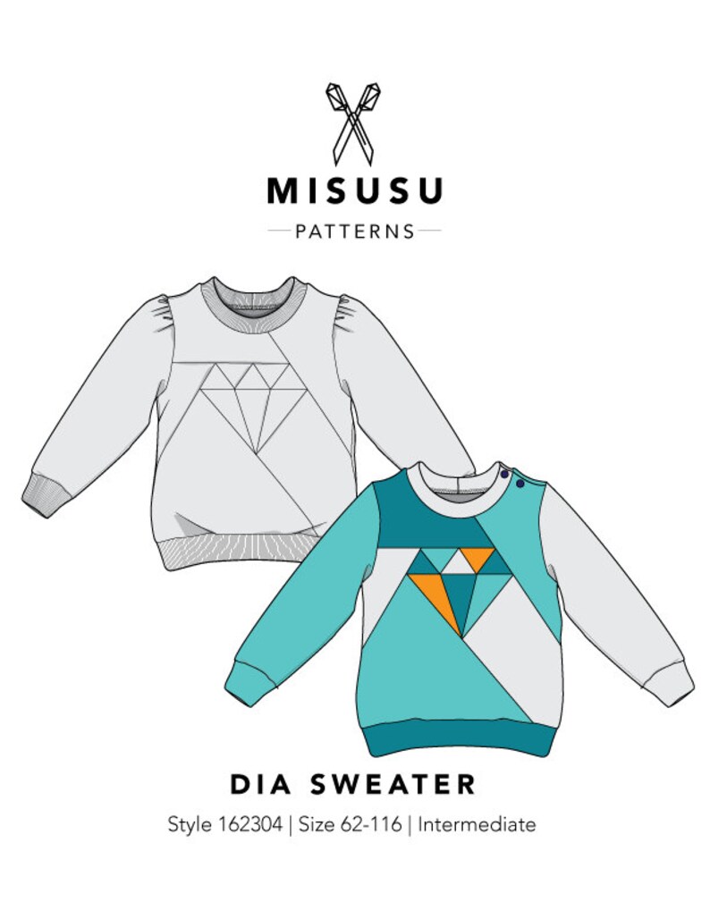 Kids Diamond Crew Neck Sweatshirt PDF Sewing Pattern & Etsy
