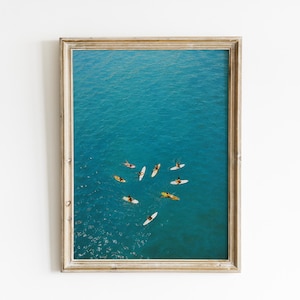 Tiny People Beach Print, Aerial Surf Photography, Coastal Wall Art, Ocean Printable, Beach House Decor, Digital Download