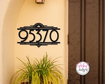 Art Deco Metal House Number Sign | Mid Century Metal House Numbers | Retro Style Address Sign | Custom Metal Address Numbers - Style A28