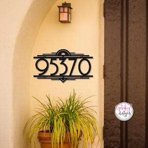 Art Deco Metal House Number Sign | Mid Century Metal House Numbers | Retro Style Address Sign | Custom Metal Address Numbers - Style A28