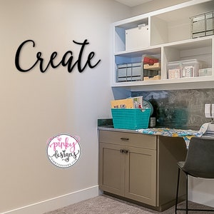 Create Metal Word Sign, Craft Room Decor, Maker Sign, Office Decor, School Room Decor, Create.