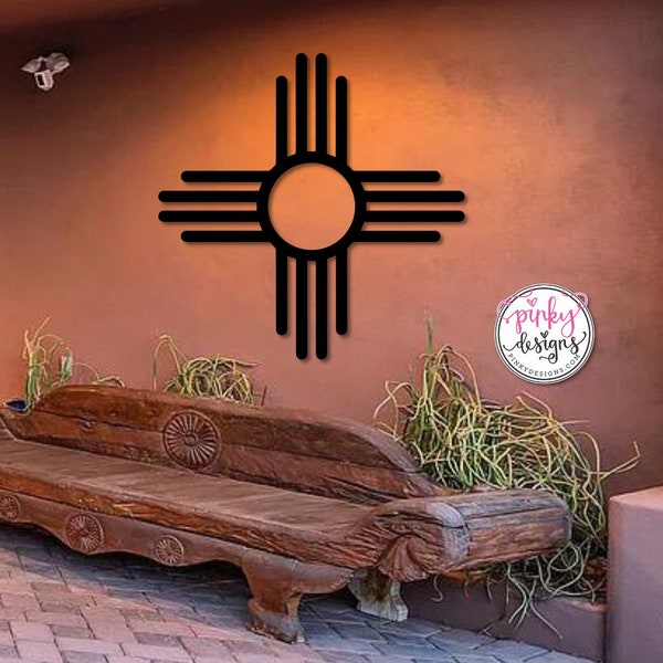 Zia Sun Metal Wall Art, Southwestern Metal Art, New Mexico Sign, Patio and Garden Decor, Southwestern Decor, Zia Sun Symbol.