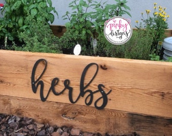 Herbs Metal Word Sign, Flower Shop Decor, Garden Decor Sign, Herb Garden,