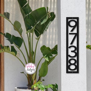 Modern Vertical Metal House Number Sign | Vertical Framed House Numbers | Modern Address Sign | Metal Address Number Sign | Style A19