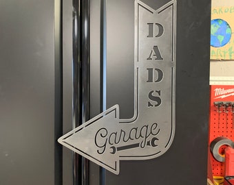 Dad's Garage Arrow Metal Sign | Man Cave Sign | Gifts for Him | Garage Sign | Dad's Garage Arrow