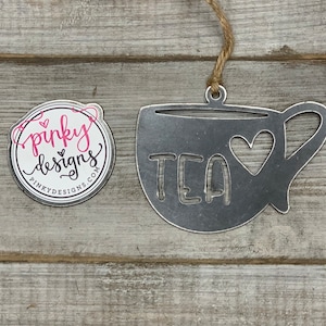 Tea Cup Ornament | Metal Ornament | Stocking Tag | Christmas Ornament | Tea Ornament | Gift Tag | Kitchen Decor | Wall Art | Coffee Shop
