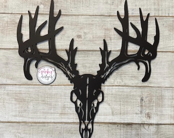Metal Deer Skull Sign | Cabin Decor | Outdoor Hunting | Archery | Deer Hunter Gift | Gifts for Lodge | Deer Metal Sign.