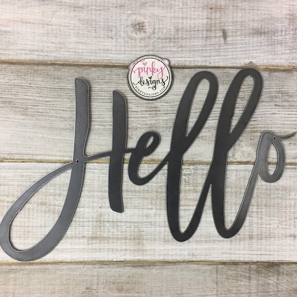 Hello Metal Word Sign, Porch Decor, Wreath Decor, Front Door Decor, Hello 3