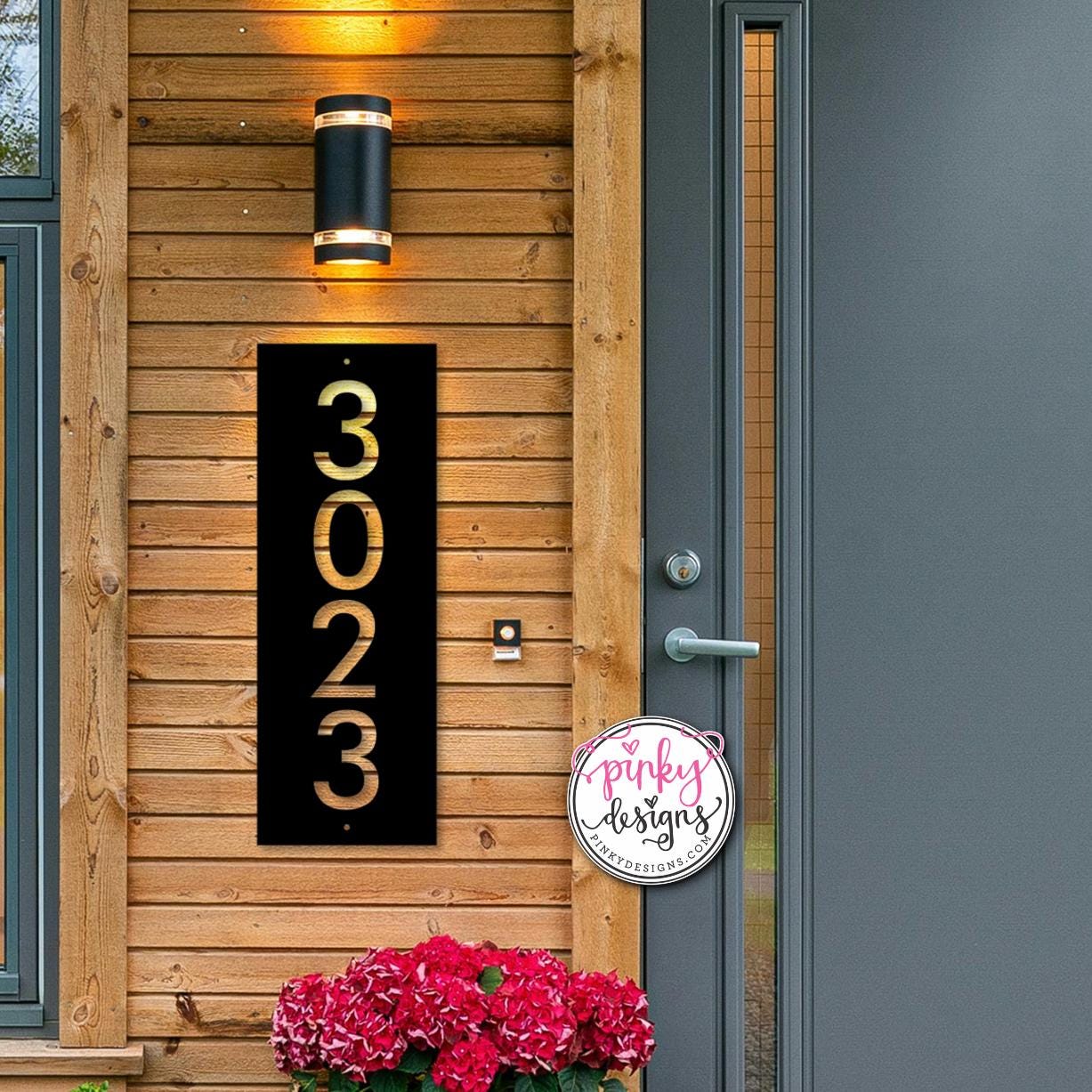 Vertical Metal House Number Sign | Modern Address Plaque | Style