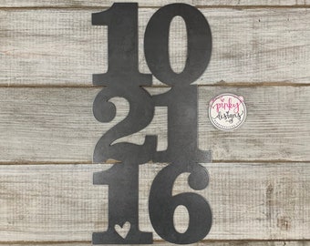 Personalized Wedding Date Metal Sign, Anniversary Date Sign, Custom Established Gift, Date Sign.