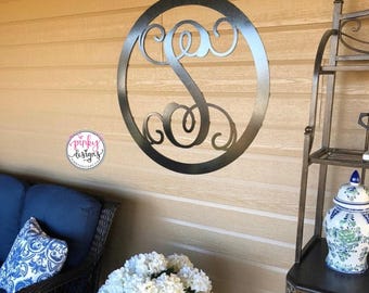 Metal Vine Monogram Sign | Custom Family Name Initial